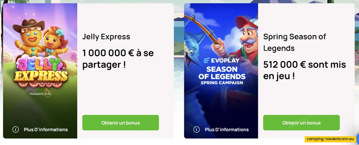 Page des promotions d'un casino en ligne