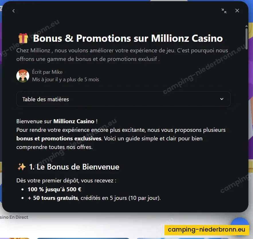 Le chat d'assistance d'un casino en ligne